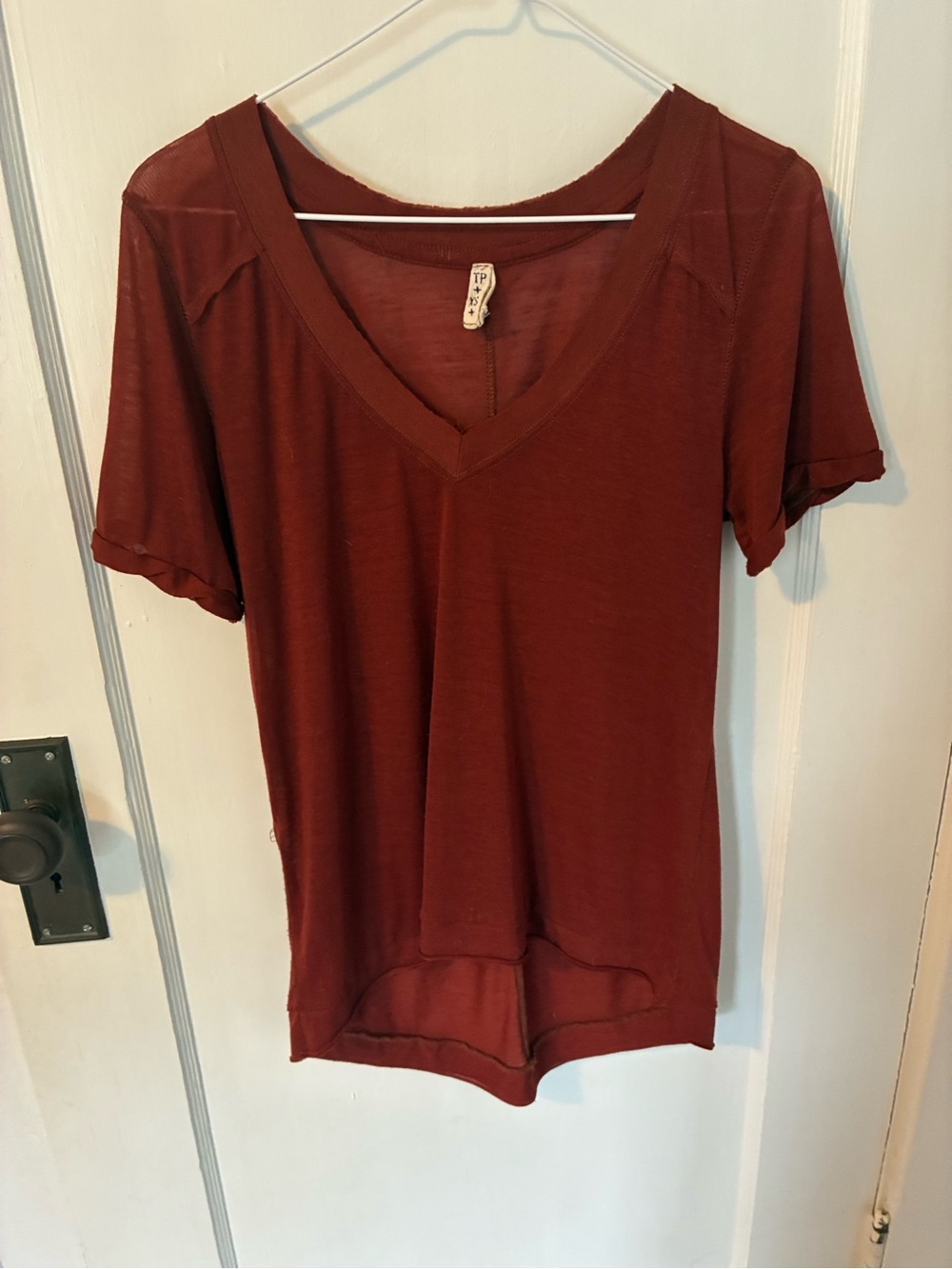 Everyday V-Neck Tee in Rust by Unbranded